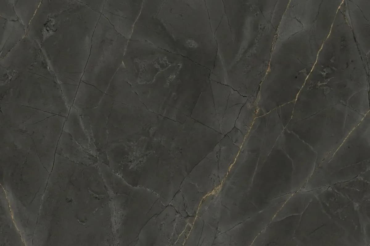 Polished dark green marble with fine gold veins